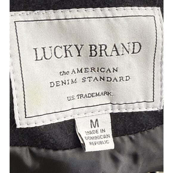 Lucky Brand Womens Pea Coat Size Medium Black Asymmetrical Zip Wool Blend - Picture 5 of 7